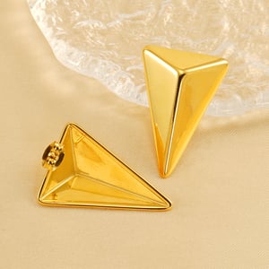 1 Pair Simple Series Simple Titanium Steel  Gold Color Women's Stud Earrings h5 